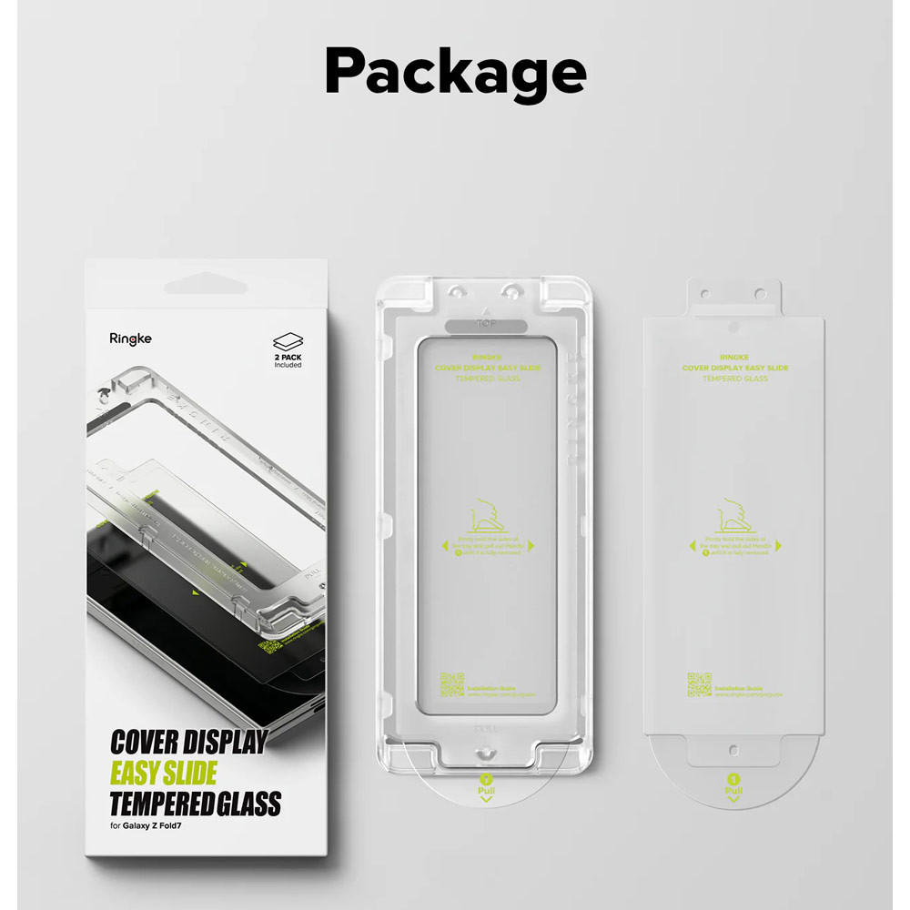 Picture of Samsung Galaxy Z Fold 7 Screen Protector | Ringke Screen Protector Cover Display Easy Slide Tempered Glass for Samsung Galaxy Z Fold 7 (2pcs Pack)