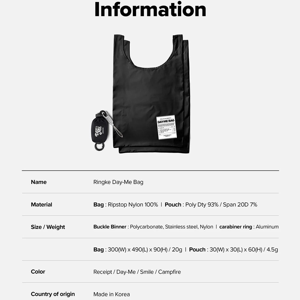 Picture of Ringke Day-Me Nylon Lightweight Easy Folding Hand Carry Bag (Receipt)