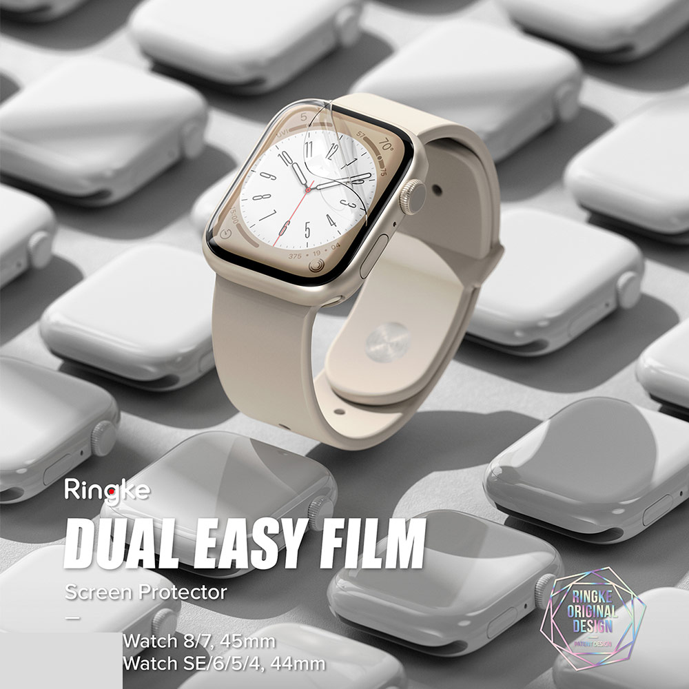 Picture of Apple Watch 44mm Screen Protector | Ringke Dual Easy Film High Quality EPU Self Healing Anti Finger Print Soft Screen Protector for Apple Watch 44mm 45mm (Clear) 3pcs