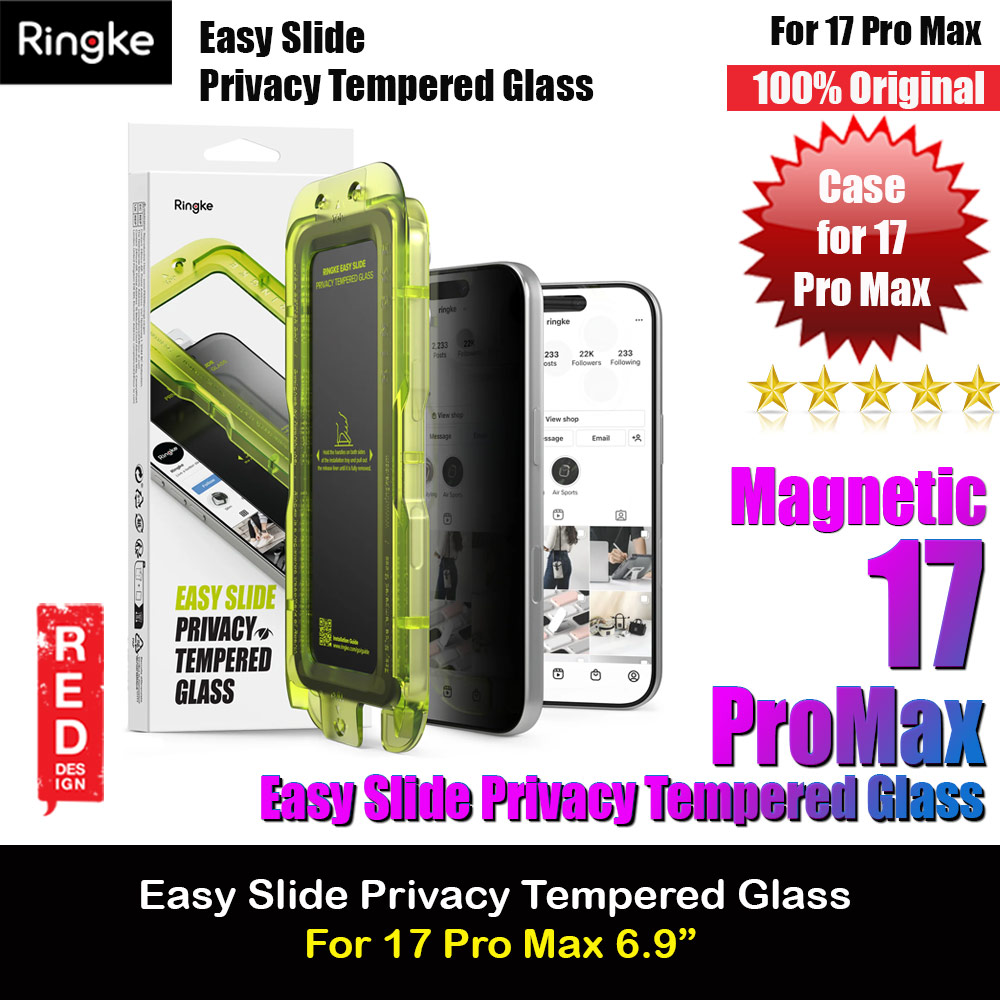 Picture of Ringke Easy Slide Privacy Tempered Glass Screen Protector for iPhone 17 Pro Max 6.9  (Privacy) 2pcs Apple iPhone 17 Pro Max 6.9- Apple iPhone 17 Pro Max 6.9 Cases, Apple iPhone 17 Pro Max 6.9 Covers, iPad Cases and a wide selection of Apple iPhone 17 Pro Max 6.9 Accessories in Malaysia, Sabah, Sarawak and Singapore 