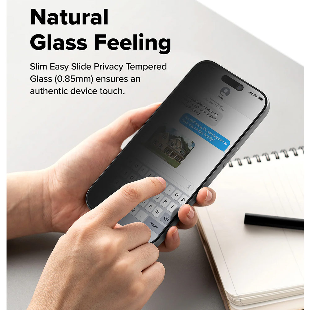 Picture of Apple iPhone 17 6.3 Screen Protector | Ringke Easy Slide Privacy Tempered Glass Screen Protector for iPhone 17 6.3  (Privacy) 2pcs