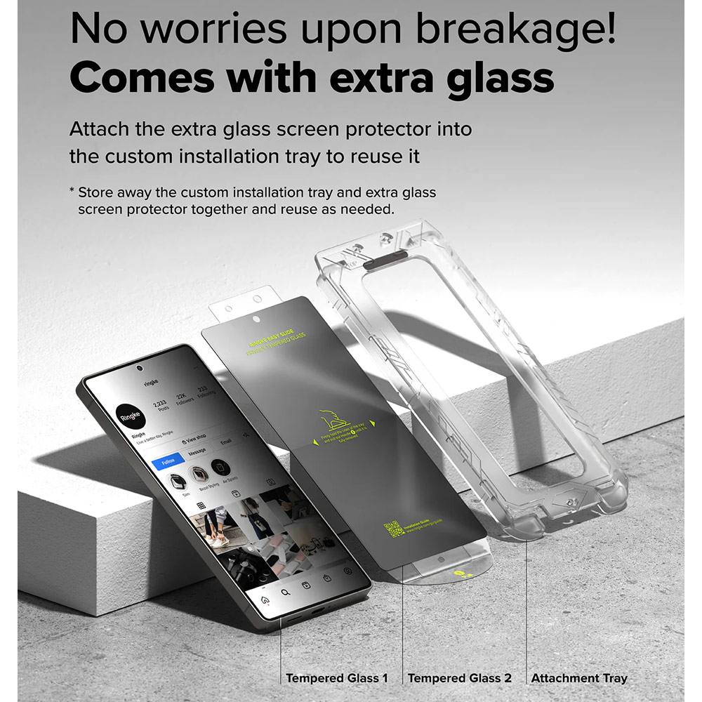 Picture of Samsung Galaxy S25 Ultra Screen Protector | Ringke Easy Slide Tempered Glass Screen Protector for Samsung Galaxy S25 Ultra (Privacy Anti Peep) 2pcs