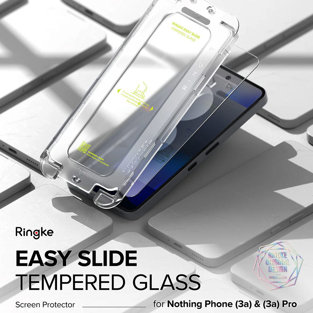 Picture of Nothing Phone 3a Screen Protector | Ringke Easy Slide Tempered Glass Screen Protector for Nothing Phone 3a | Pro (Clear) 2pcs