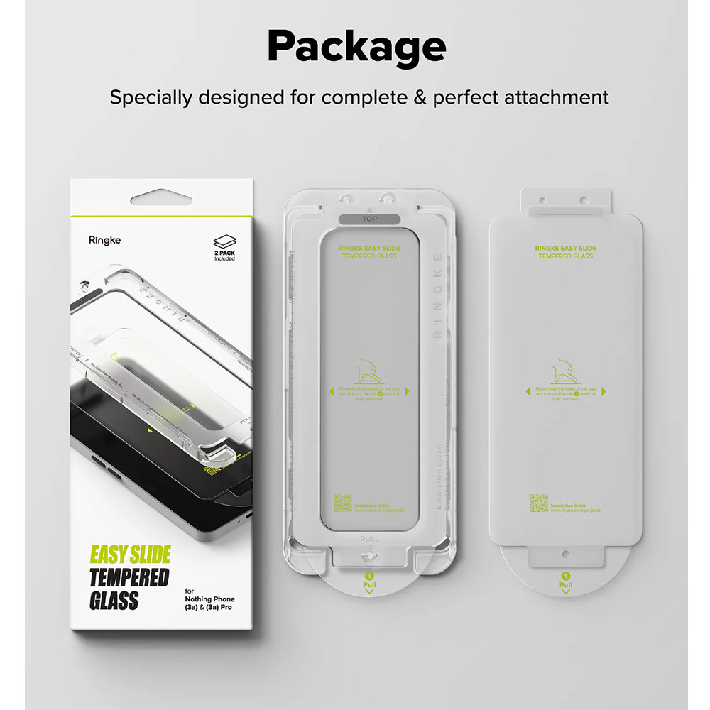 Picture of Nothing Phone 3a Screen Protector | Ringke Easy Slide Tempered Glass Screen Protector for Nothing Phone 3a | Pro (Clear) 2pcs