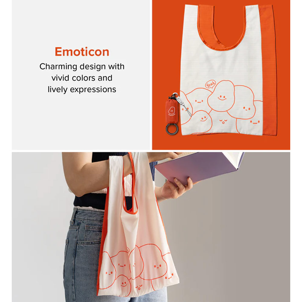 Picture of Ringke Day-Me Nylon Lightweight Easy Folding Hand Carry Bag (Emoticon)