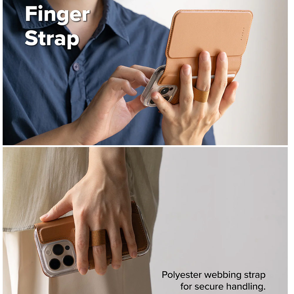 Picture of Apple iPhone 15 6.1  | Ringke Folio Grip Wallet Magnetic Flip Cover Card Holder for iPhone 16 Pro iPhone 16  (Brown)