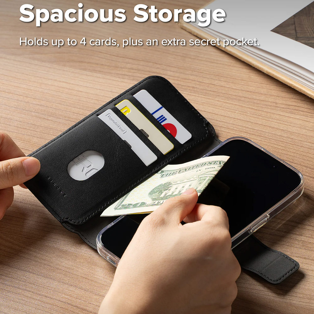 Picture of Apple iPhone 15 6.1  | Ringke Folio Grip Wallet Magnetic Flip Cover Card Holder for iPhone 16 Pro iPhone 16  (Black)