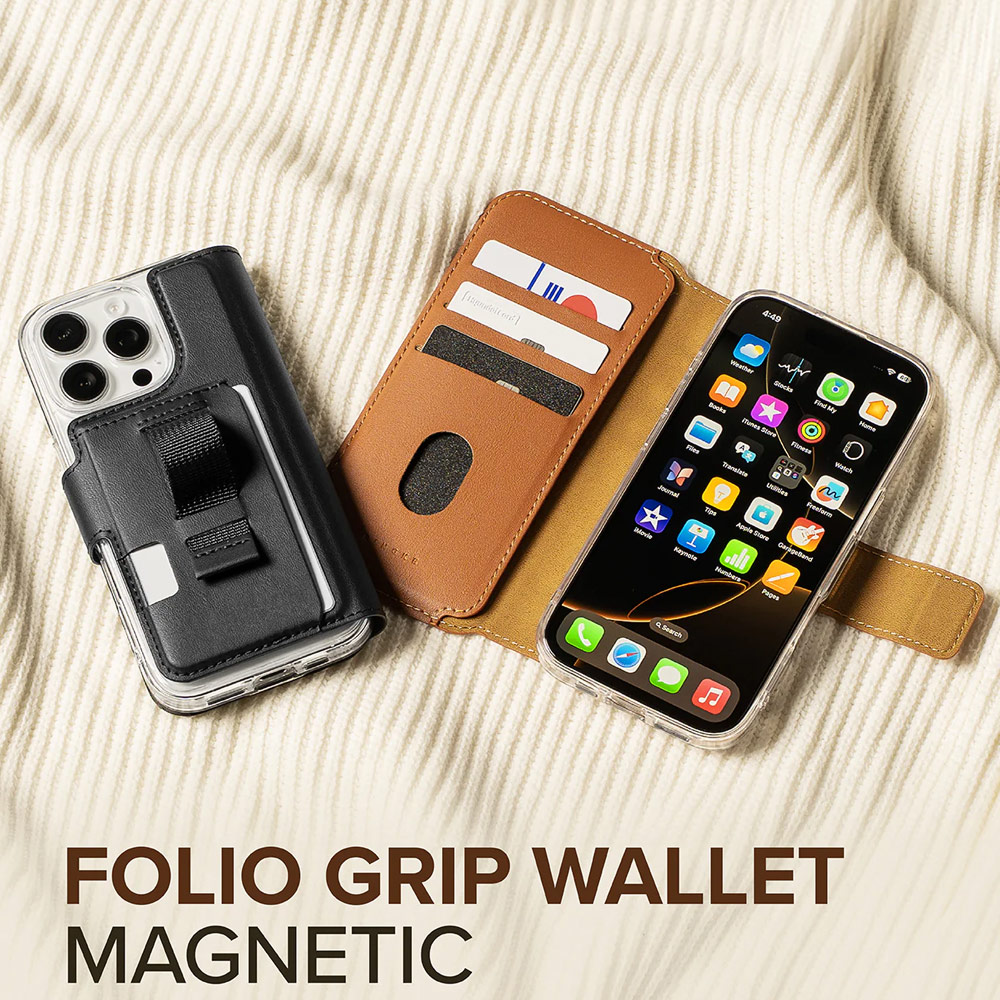 Picture of Apple iPhone 15 Plus 6.7 | Ringke Folio Grip Wallet Magnetic Flip Cover Card Holder for iPhone 16 Pro Max iPhone 16 Plus (Black)