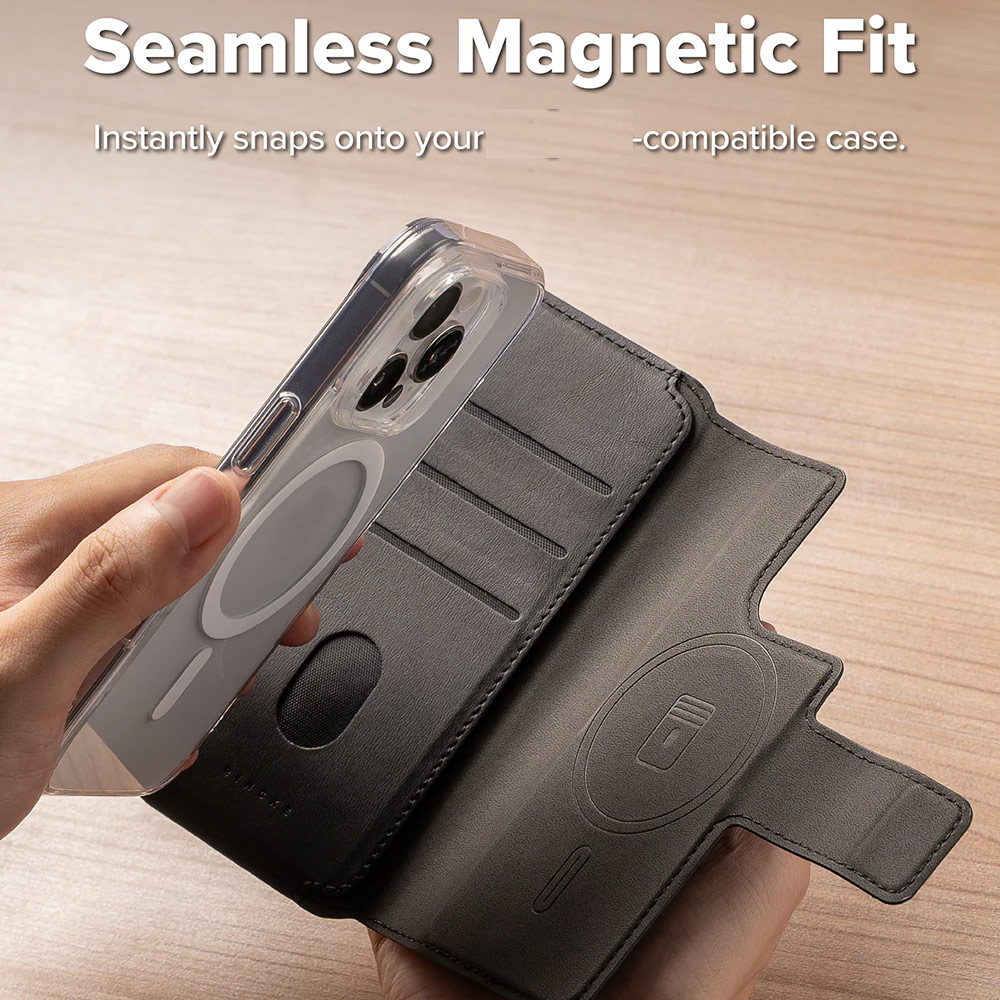 Picture of Apple iPhone 15 Plus 6.7 | Ringke Folio Grip Wallet Magnetic Flip Cover Card Holder for iPhone 16 Pro Max iPhone 16 Plus (Black)