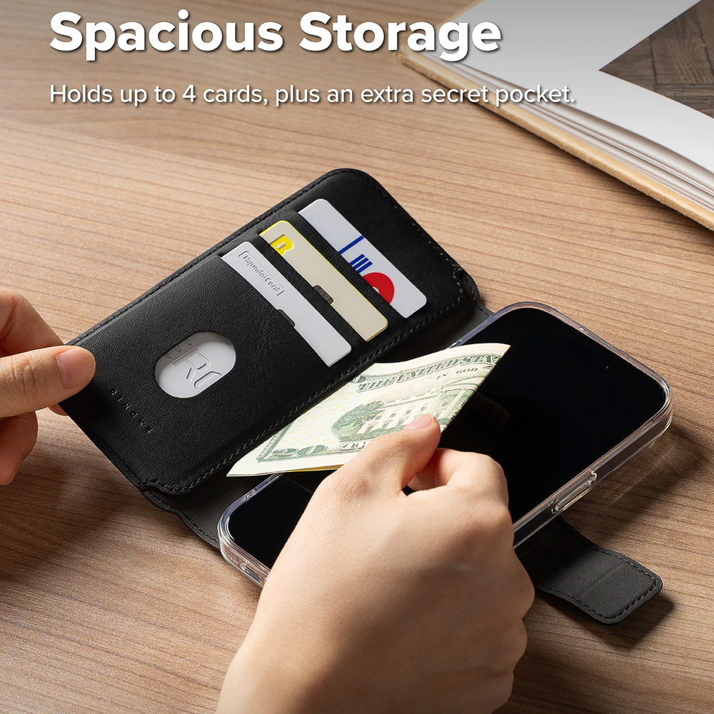 Picture of Apple iPhone 15 Plus 6.7 | Ringke Folio Grip Wallet Magnetic Flip Cover Card Holder for iPhone 16 Pro Max iPhone 16 Plus (Black)