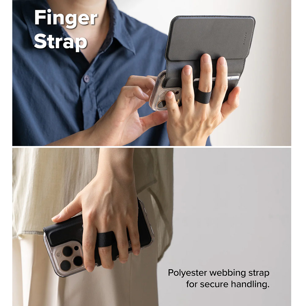 Picture of Apple iPhone 15 Plus 6.7 | Ringke Folio Grip Wallet Magnetic Flip Cover Card Holder for iPhone 16 Pro Max iPhone 16 Plus (Black)