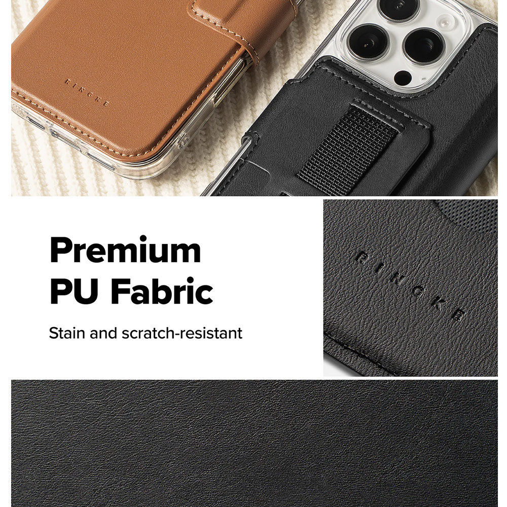 Picture of Apple iPhone 15 Plus 6.7 | Ringke Folio Grip Wallet Magnetic Flip Cover Card Holder for iPhone 16 Pro Max iPhone 16 Plus (Black)