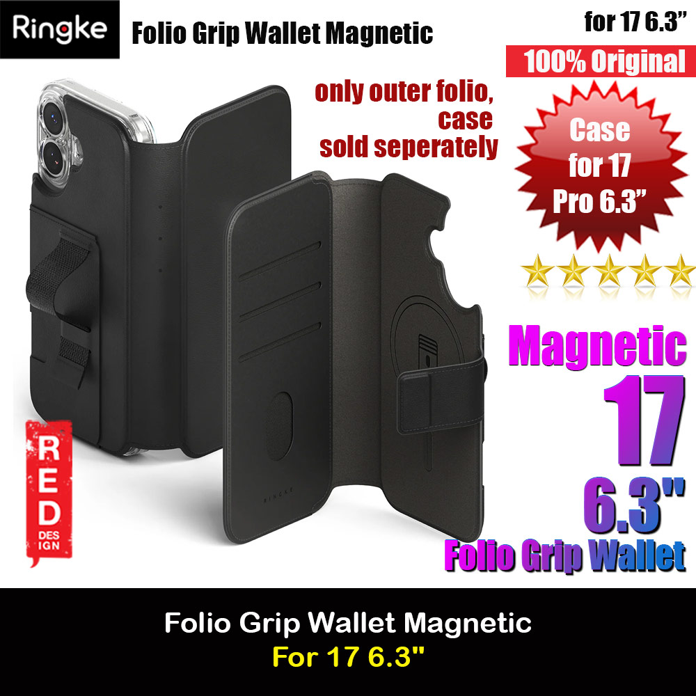 Picture of Ringke Folio Grip Wallet Magnetic Storage capacity of 3 card slots and a large hidden pocket for iPhone 17 6.3 (Black) Apple iPhone 17 6.3- Apple iPhone 17 6.3 Cases, Apple iPhone 17 6.3 Covers, iPad Cases and a wide selection of Apple iPhone 17 6.3 Accessories in Malaysia, Sabah, Sarawak and Singapore 