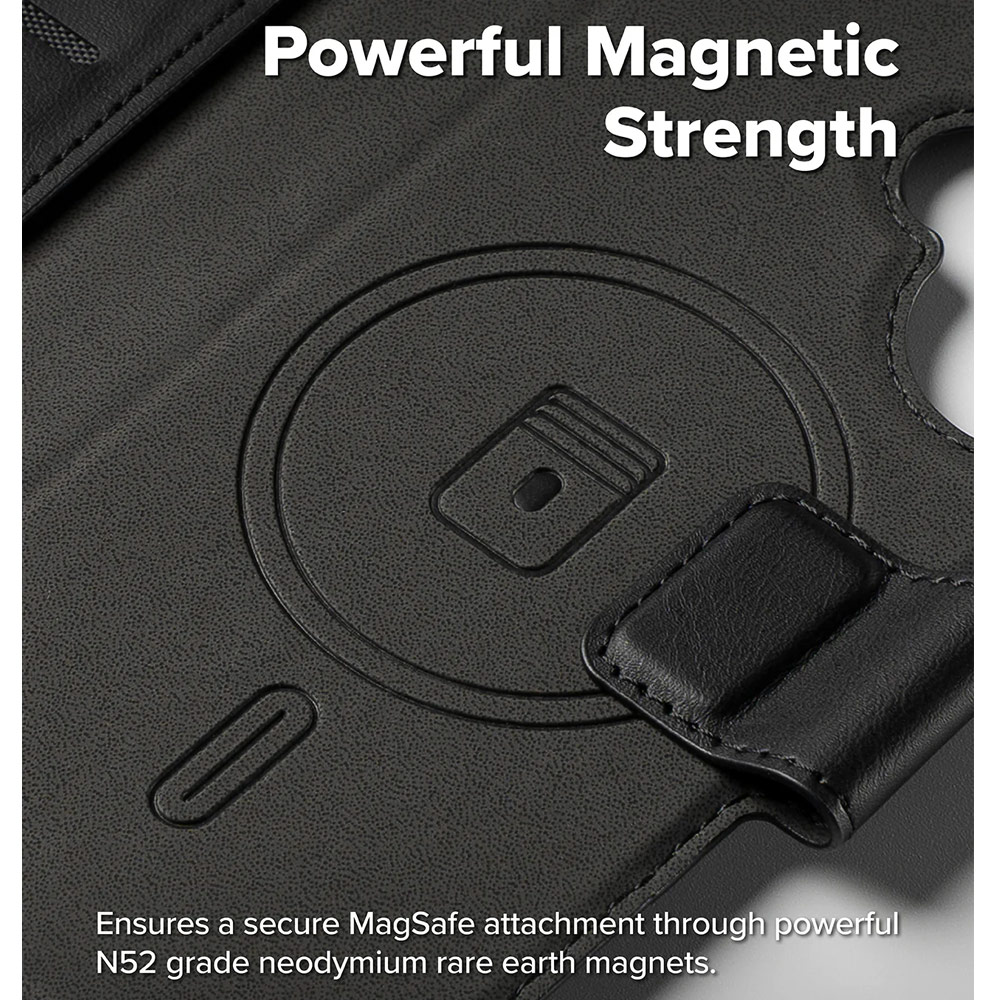 Picture of Apple iPhone 17 6.3 | Ringke Folio Grip Wallet Magnetic Storage capacity of 3 card slots and a large hidden pocket for iPhone 17 6.3 (Black)