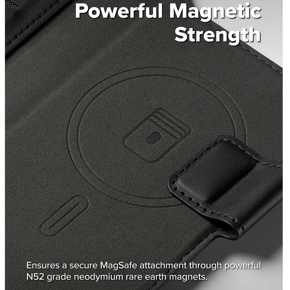 Picture of Apple iPhone Air 6.5 | Ringke Folio Grip Wallet Magnetic Storage capacity of 3 card slots and a large hidden pocket for iPhone 17 Air 6.5 (Black)