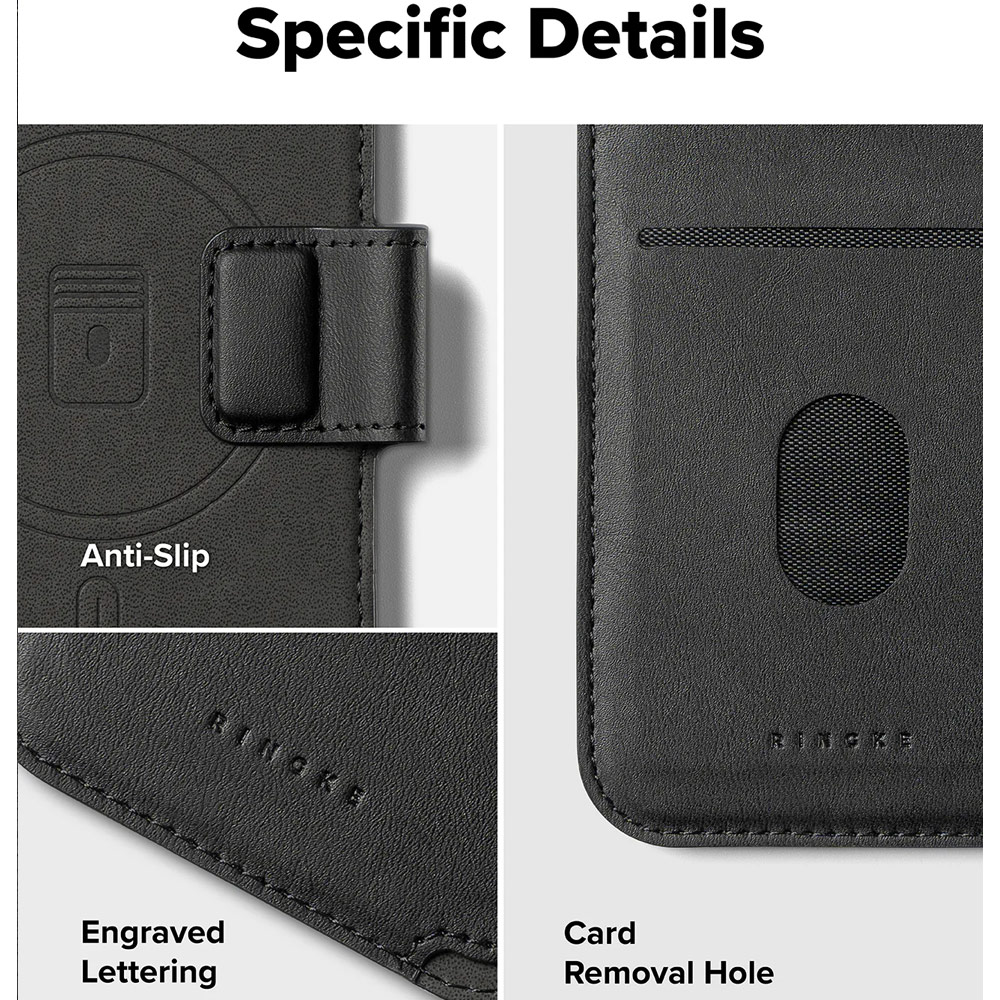 Picture of Apple iPhone Air 6.5 | Ringke Folio Grip Wallet Magnetic Storage capacity of 3 card slots and a large hidden pocket for iPhone 17 Air 6.5 (Black)