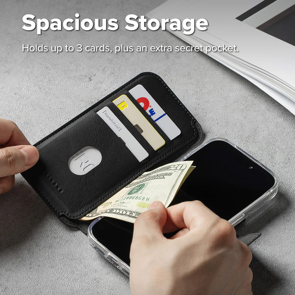 Picture of Apple iPhone 17 Pro 6.3  | Ringke Folio Grip Wallet Magnetic Storage capacity of 3 card slots and a large hidden pocket for iPhone 17 Pro 6.3 (Black)