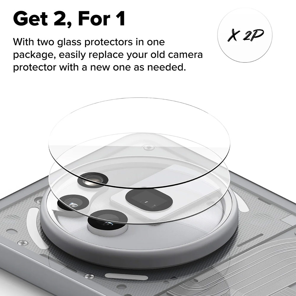 Picture of Nothing Phone 3a Pro | Ringke Camera Tempered Glass Protector for Nothing Phone (3a) Pro (2pcs)