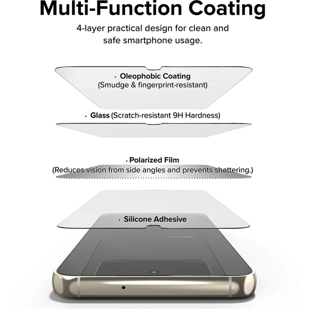 Picture of Samsung Galaxy S23 Screen Protector | Ringke Full Cover Glass Tempered Glass Screen Protector with Installation Jig Tool for Samsung Galaxy S23 (Privacy Anti View Anti Peep Anti Spy)