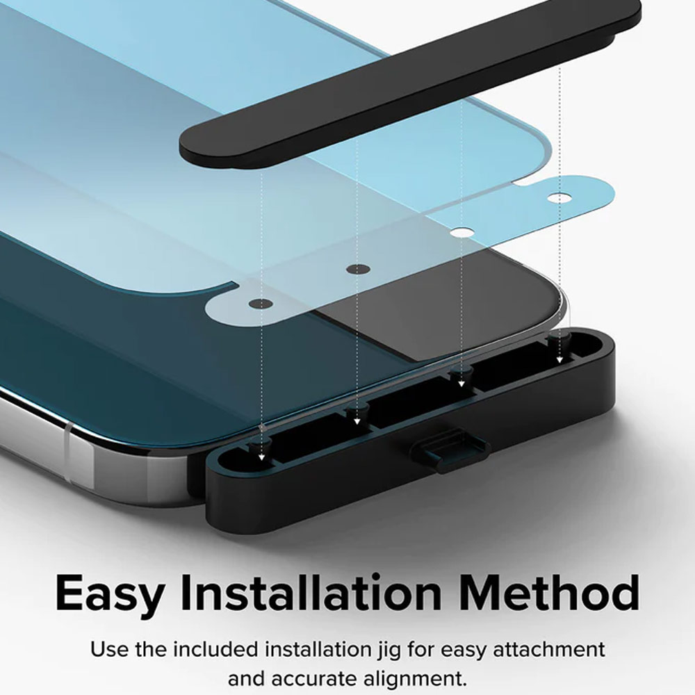 Picture of Apple iPhone 15 Pro Max 6.7 Screen Protector | Ringke Tempered Glass Full Cover Glass Screen Protector with Installation Jig Helper for iPhone 15 Pro Max 6.7 (Black)