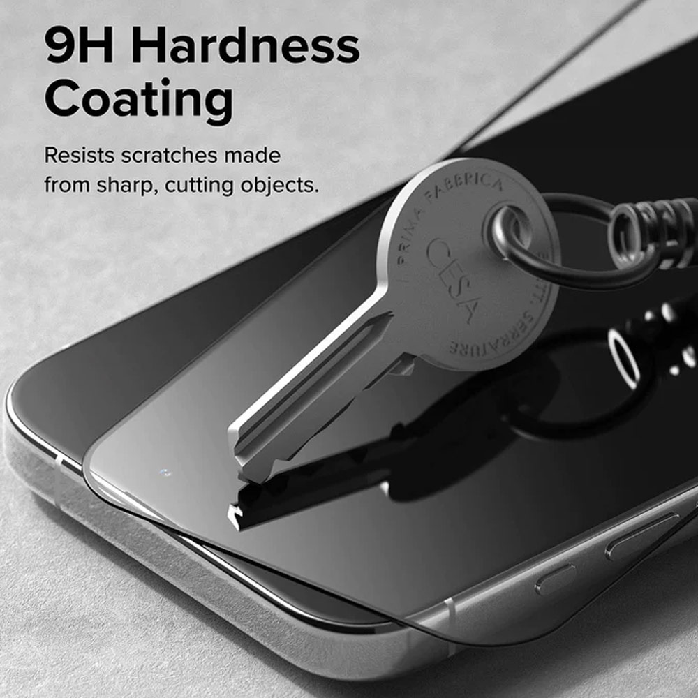 Picture of Apple iPhone 15 Pro Max 6.7 Screen Protector | Ringke Tempered Glass Full Cover Glass Screen Protector with Installation Jig Helper for iPhone 15 Pro Max 6.7 (Black)