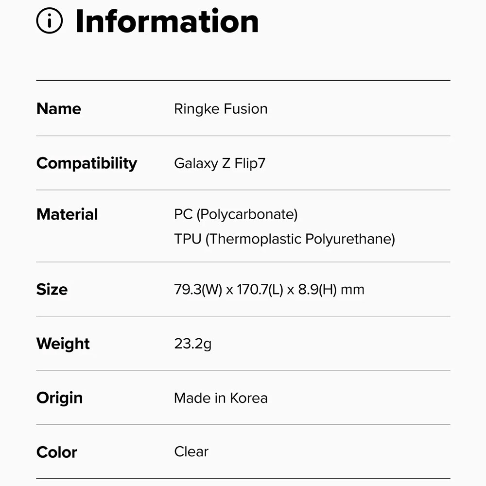Picture of Samsung Galaxy Z Flip 7 Case | Ringke Fusion Protection Case with Strap Hole for Samsung Galaxy Z Flip 7 (Clear)
