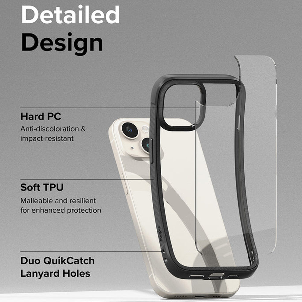 Picture of Apple iPhone 15 6.1 Case | Ringke Fusion Bold Anti Yellow Back Plate Drop Protection Case for Apple iPhone 15 6.1 (Gray)