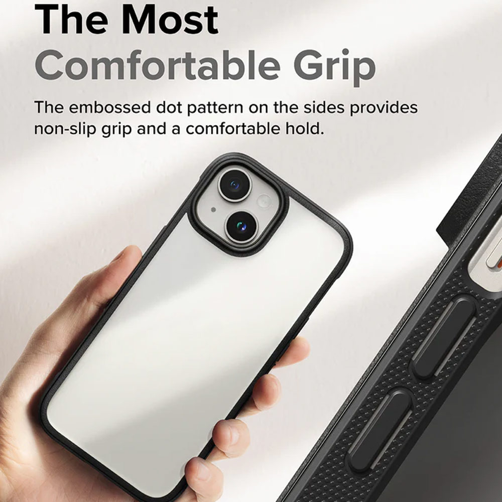 Picture of Apple iPhone 15 6.1 Case | Ringke Fusion Bold Anti Yellow Back Plate Drop Protection Case for Apple iPhone 15 6.1 (Matte Gray)