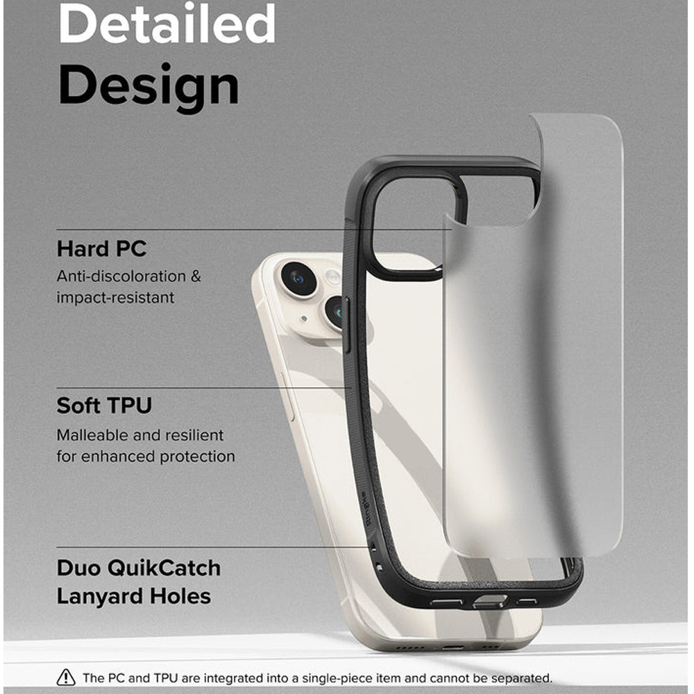 Picture of Apple iPhone 15 6.1 Case | Ringke Fusion Bold Anti Yellow Back Plate Drop Protection Case for Apple iPhone 15 6.1 (Matte Gray)