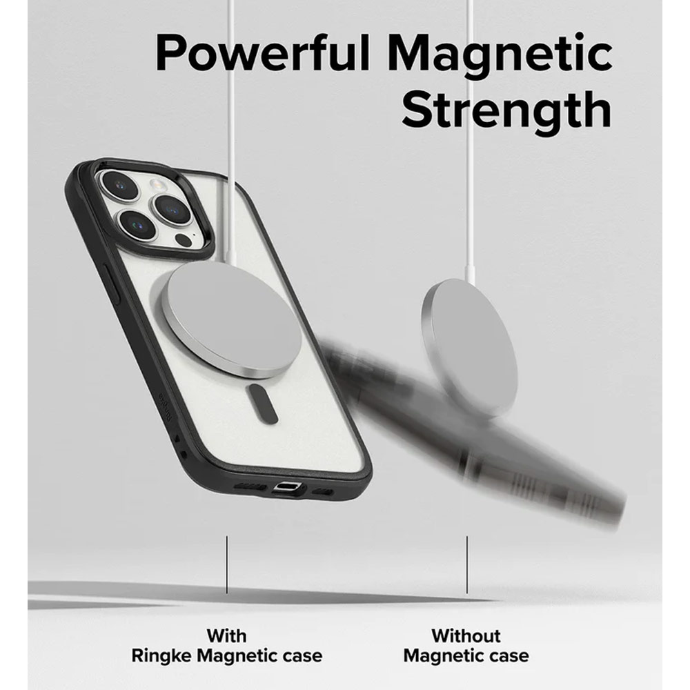 Picture of Apple iPhone 15 Pro Max 6.7 Case | Ringke Fusion Bold Magnetic Anti Yellow Back Plate Drop Protection Case for iPhone 15 Pro Max 6.7 (Matte Black)