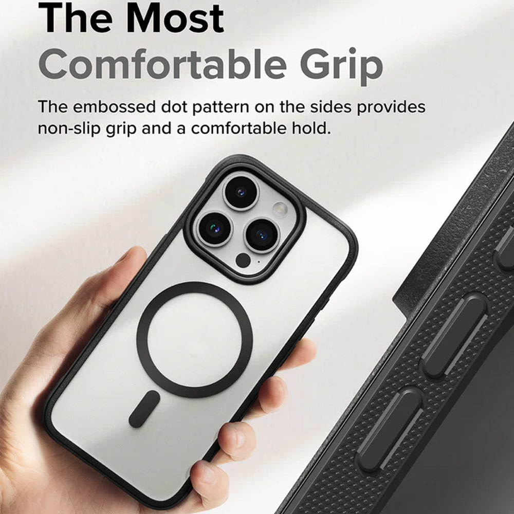 Picture of Apple iPhone 15 Pro Max 6.7 Case | Ringke Fusion Bold Magnetic Anti Yellow Back Plate Drop Protection Case for iPhone 15 Pro Max 6.7 (Matte Black)