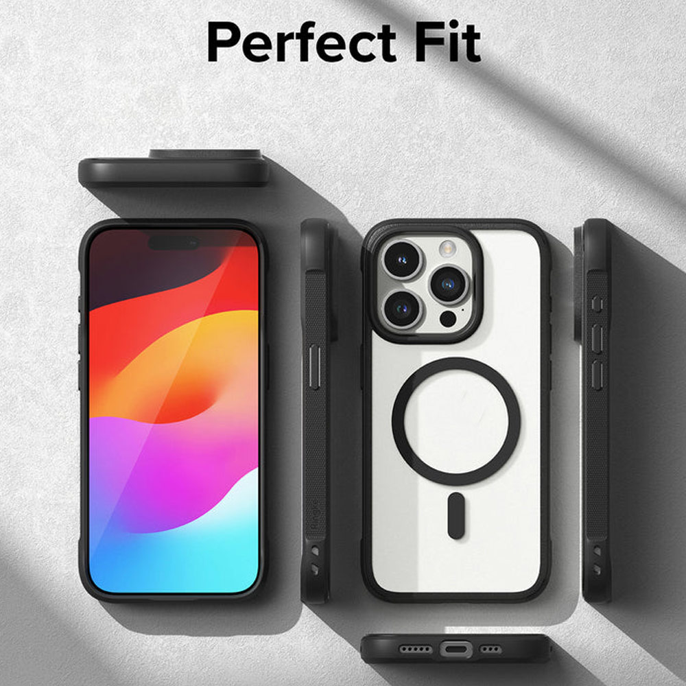 Picture of Apple iPhone 15 Pro Max 6.7 Case | Ringke Fusion Bold Magnetic Anti Yellow Back Plate Drop Protection Case for iPhone 15 Pro Max 6.7 (Matte Black)