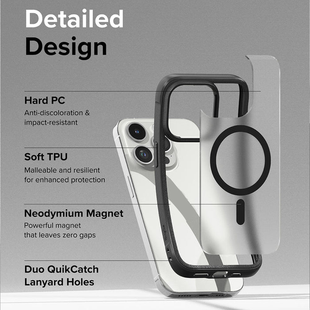 Picture of Apple iPhone 15 Pro Max 6.7 Case | Ringke Fusion Bold Magnetic Anti Yellow Back Plate Drop Protection Case for iPhone 15 Pro Max 6.7 (Matte Black)