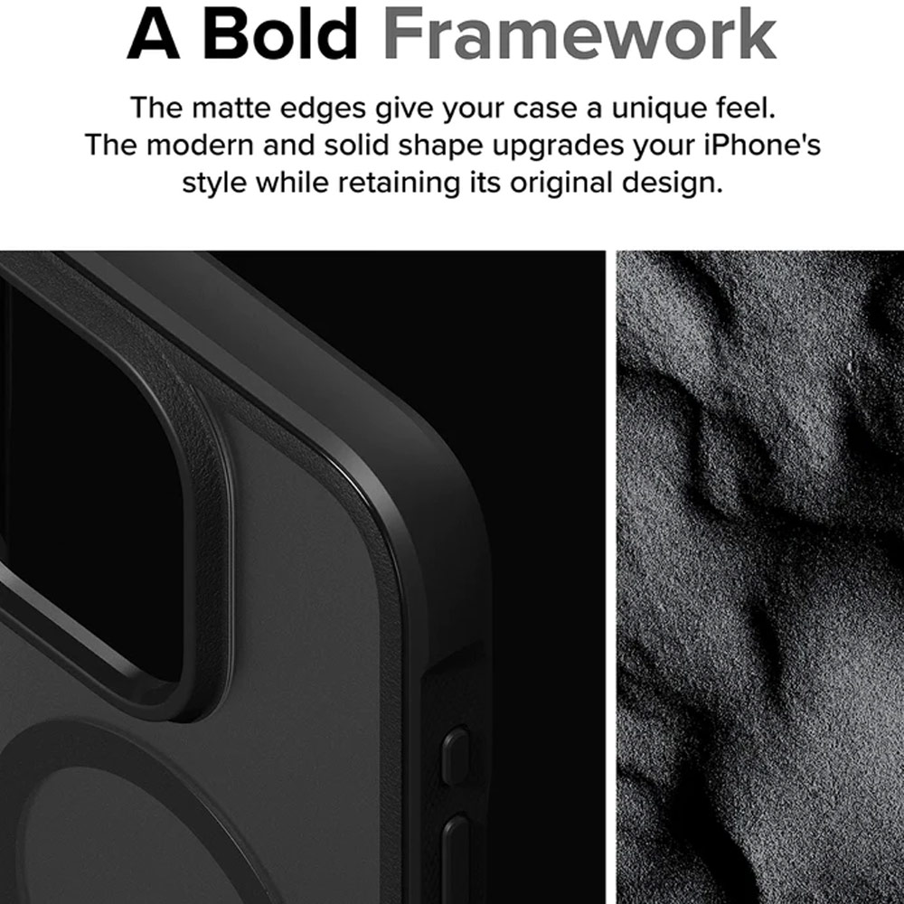 Picture of Apple iPhone 15 Pro Max 6.7 Case | Ringke Fusion Bold Magnetic Anti Yellow Back Plate Drop Protection Case for iPhone 15 Pro Max 6.7 (Matte Black)