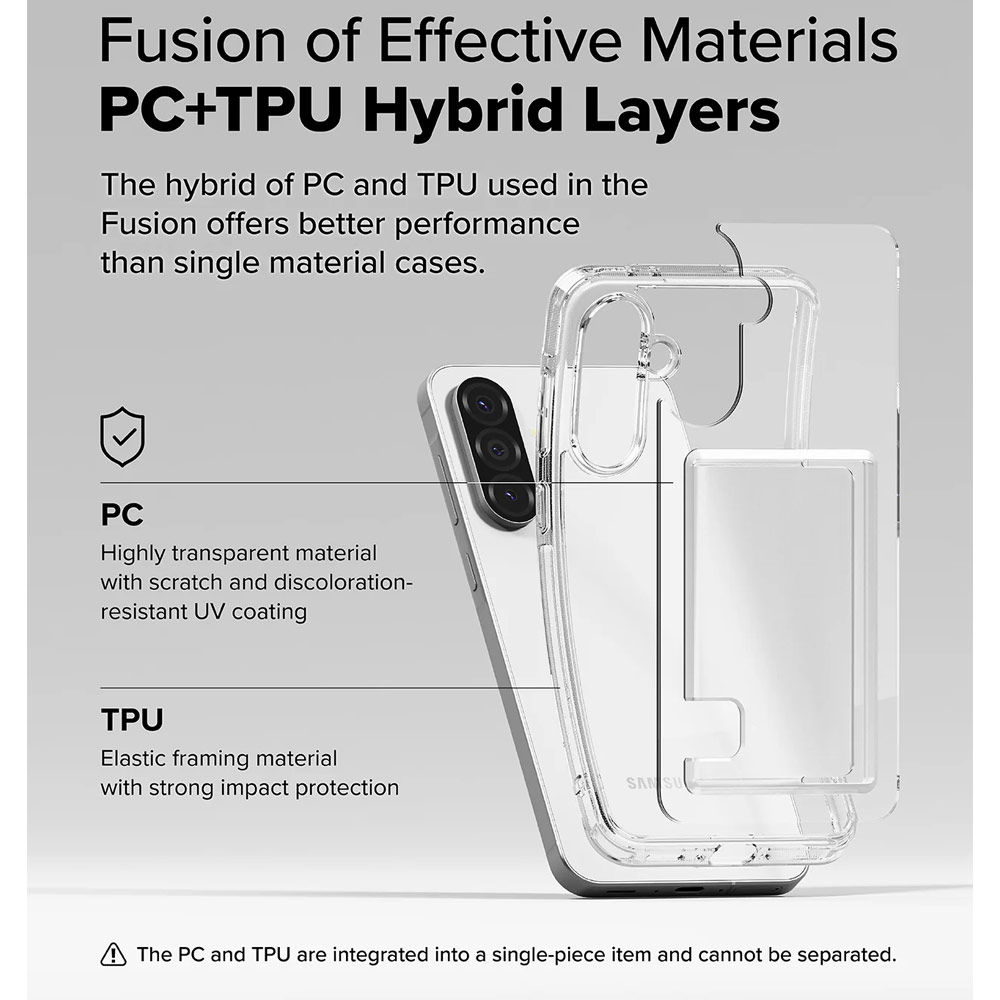 Picture of Samsung Galaxy A36 Case | Ringke Fusion Card Hybrid Protection Case for Samsung Galaxy A36 A56 (Clear)