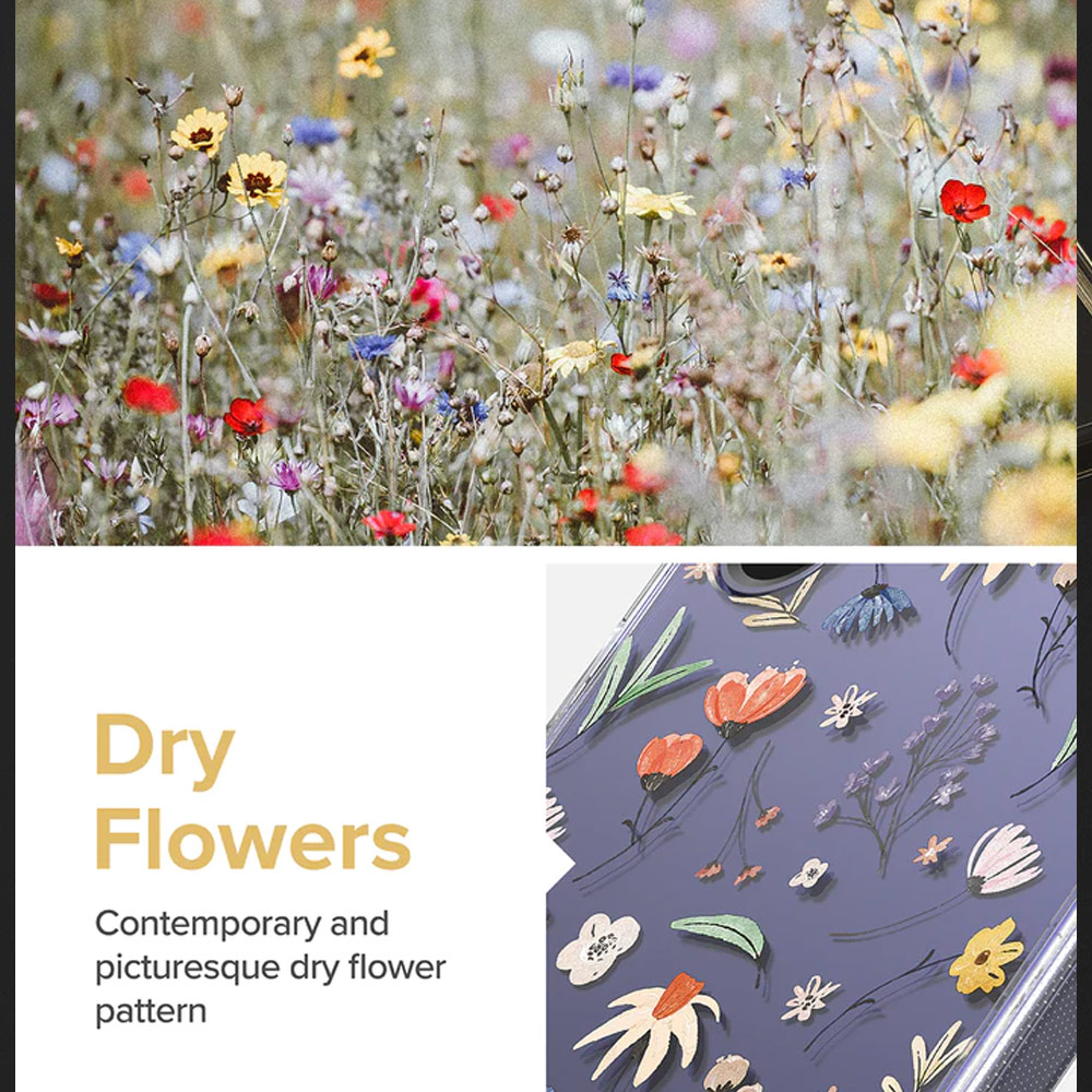 Picture of Samsung Galaxy S24 Case | Ringke Fusion Design Drop Protection Case for Samsung Galaxy S24 (Dry Flowers)