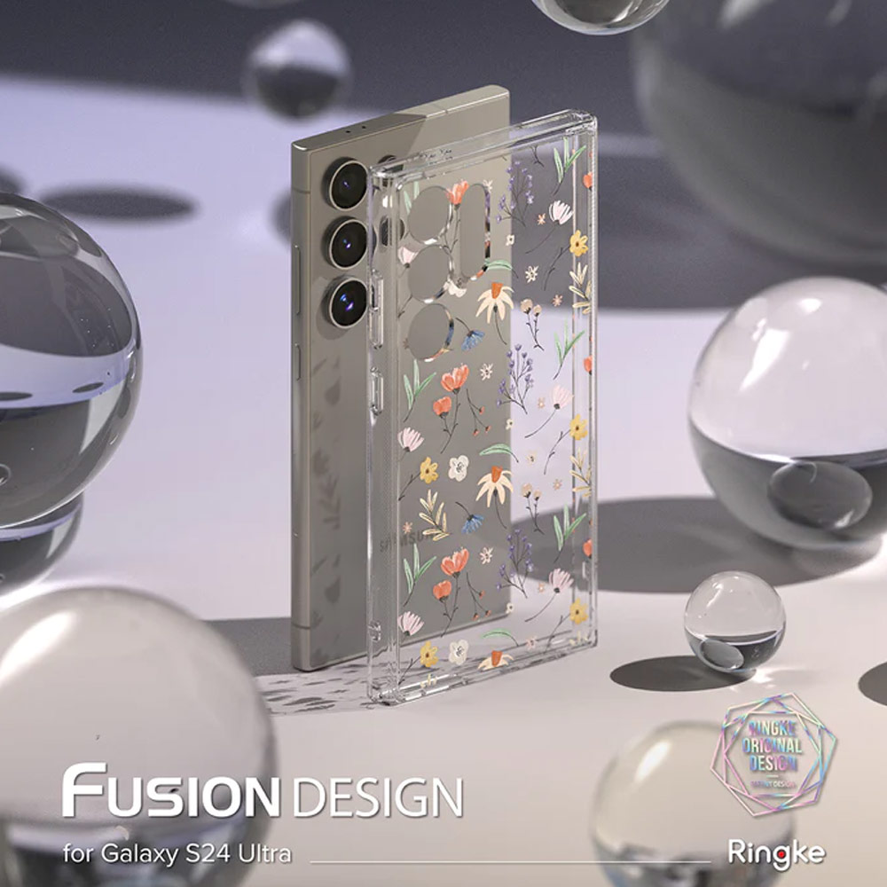 Picture of Samsung Galaxy S24 Ultra Case | Ringke Fusion Design Drop Protection Case for Samsung Galaxy S24 Ultra 6.8 (Dry Flowers)
