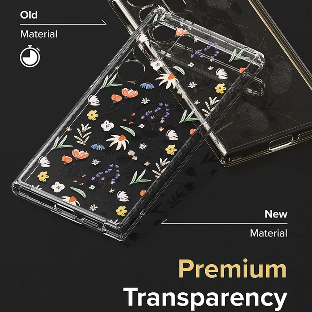 Picture of Samsung Galaxy S24 Ultra Case | Ringke Fusion Design Drop Protection Case for Samsung Galaxy S24 Ultra 6.8 (Dry Flowers)