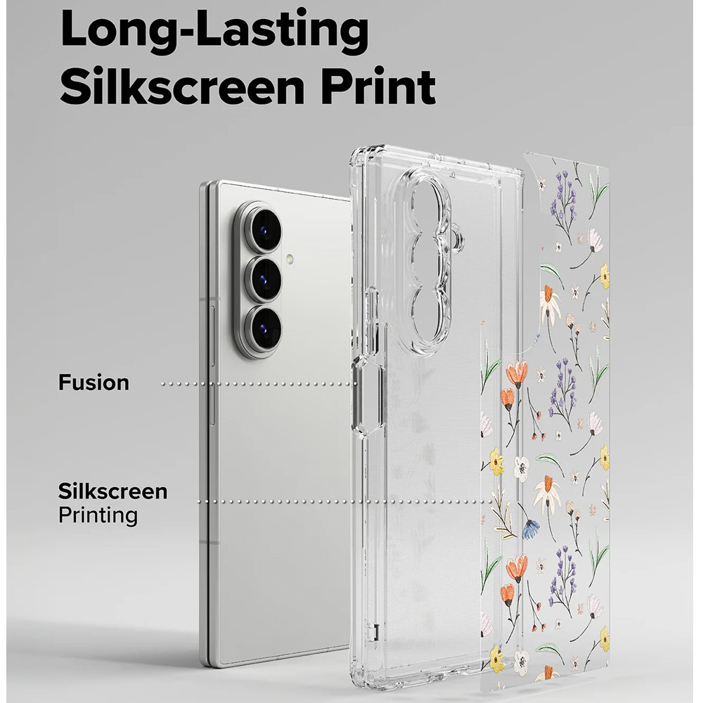 Picture of Samsung Galaxy Z Fold 7 Case | Ringke Fusion Design Protection Case with Strap Hole for Samsung Galaxy Z Fold 7 (Dry Flower)