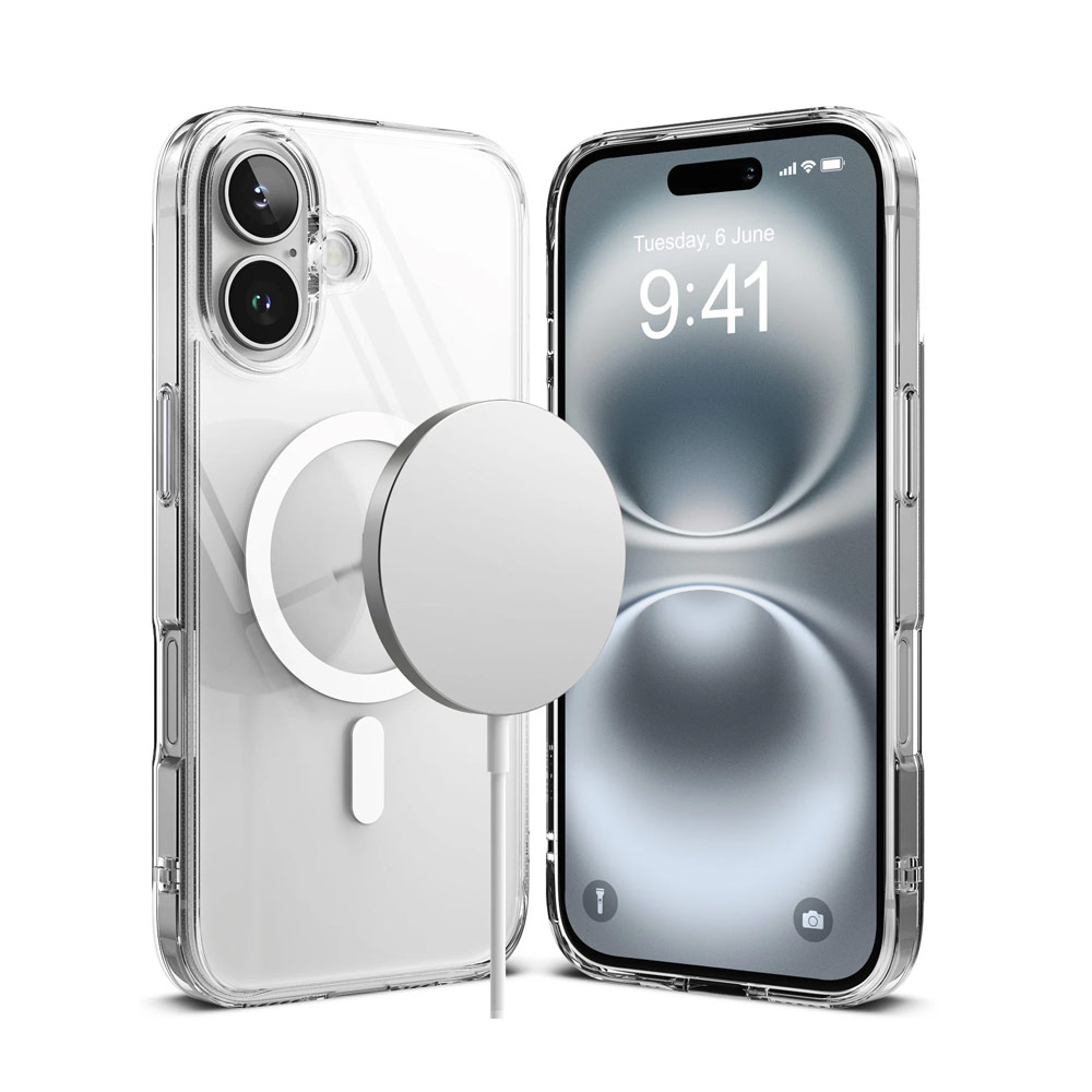 Picture of Apple iPhone 16 6.1 Case | Ringke Fusion Magnetic Slim Drop Protection Case Magsafe Compatible for  iPhone 16 6.1 (Clear)