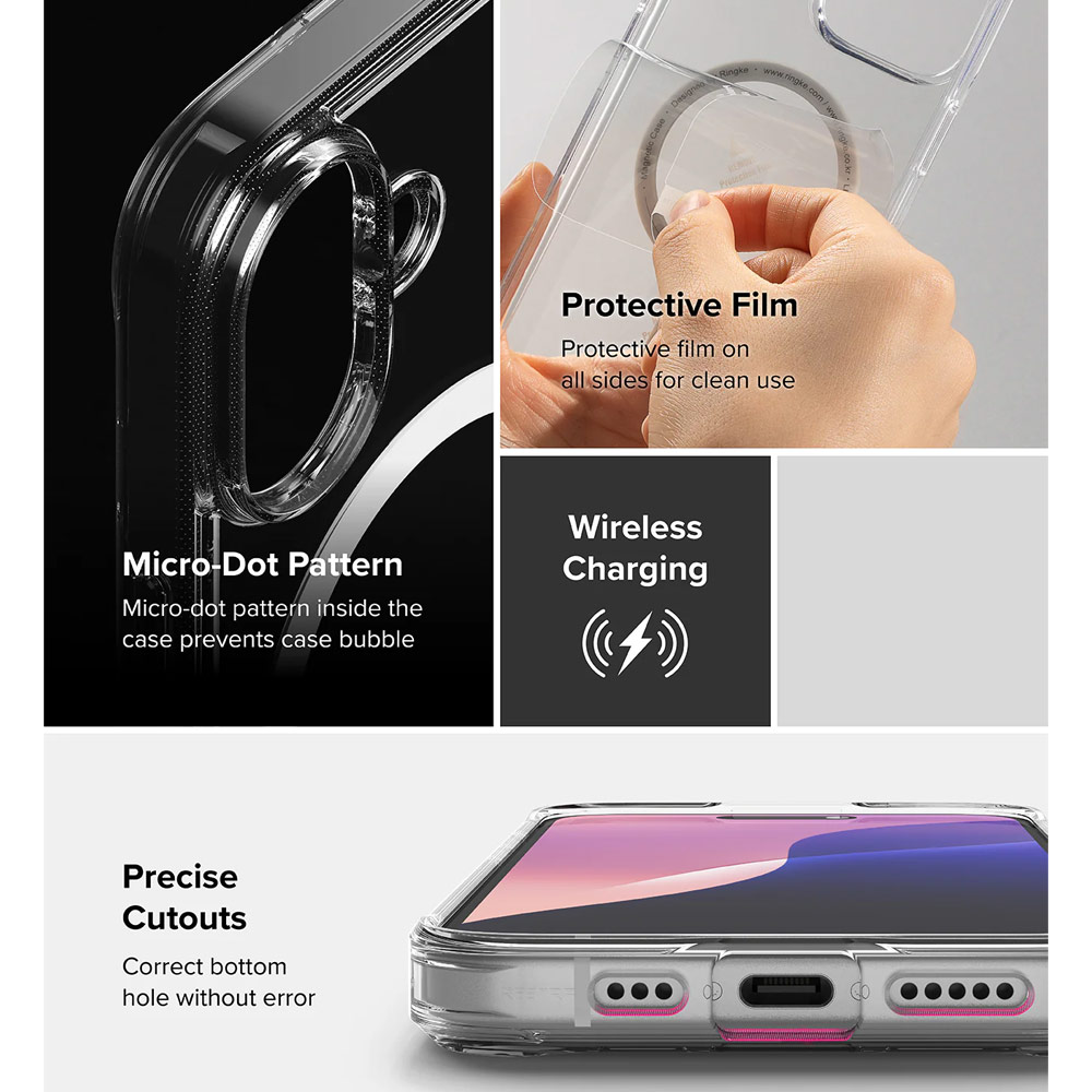 Picture of Apple iPhone 16 6.1 Case | Ringke Fusion Magnetic Slim Drop Protection Case Magsafe Compatible for  iPhone 16 6.1 (Clear)