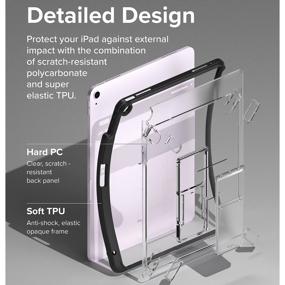 Picture of Apple iPad Air 13 M3 2025 Case | Ringke Fusion Sketch Stand Case Horizontal Vertical Multi Angle Stand Back Drop Protection Case for iPad Air 13" M2 2024 M3 2025 (Black)