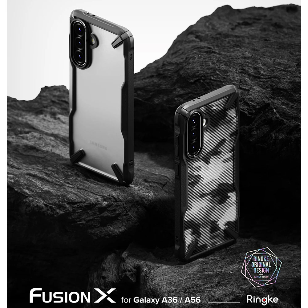 Picture of Samsung Galaxy A36 Case | Ringke Fusion X Bumper Frame Hybrid Protection Case for Samsung Galaxy A36 A56 (Camo Black)