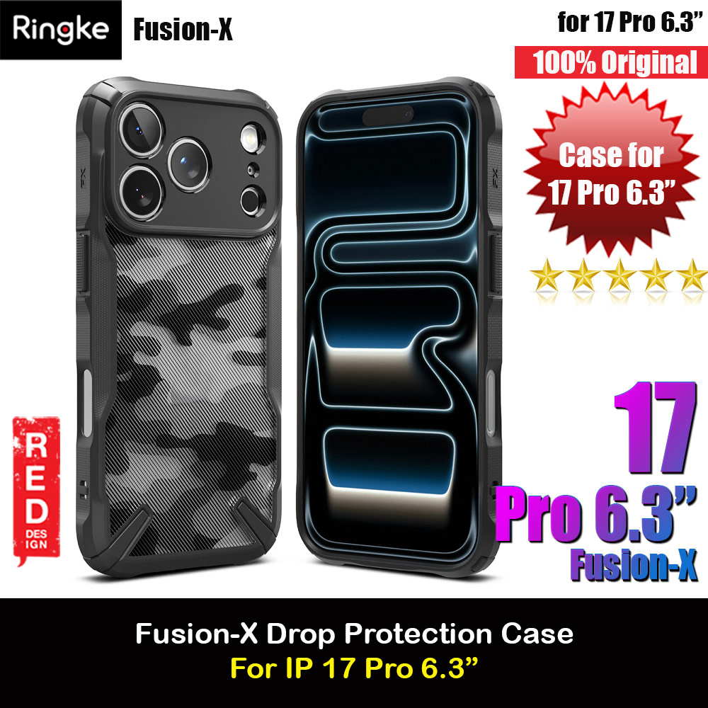 Picture of Ringke Fusion X Rugged Bumper Drop Protection Case for iPhone 17 Pro 6.3 (Camo Black) Apple iPhone 17 Pro 6.3- Apple iPhone 17 Pro 6.3 Cases, Apple iPhone 17 Pro 6.3 Covers, iPad Cases and a wide selection of Apple iPhone 17 Pro 6.3 Accessories in Malaysia, Sabah, Sarawak and Singapore 