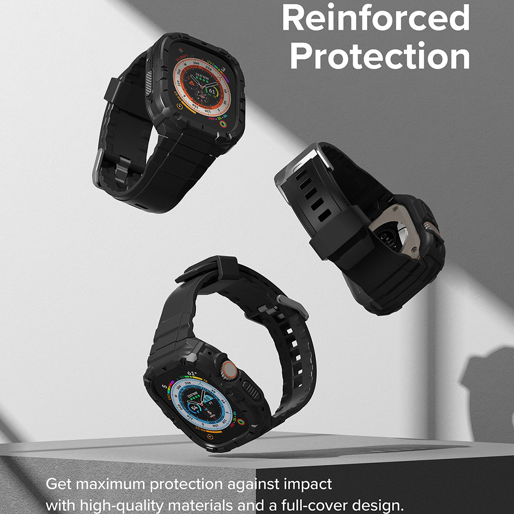 Picture of Apple Watch 49mm	Ultra 3 Case | Ringke Fusion X Guard Sporty Case and Strap for Apple Watch Series 8 49mm Ultra Case (Black)