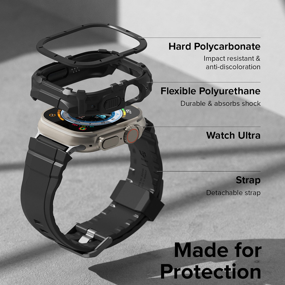 Picture of Apple Watch 49mm	Ultra 3 Case | Ringke Fusion X Guard Sporty Case and Strap for Apple Watch Series 8 49mm Ultra Case (Black)
