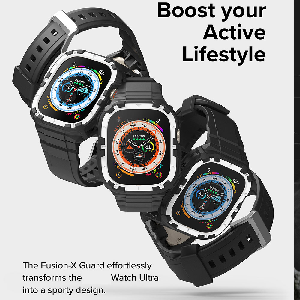 Picture of Apple Watch 49mm	Ultra Case | Ringke Fusion X Guard Sporty Case and Strap for Apple Watch Series 8 49mm Ultra Case (White)
