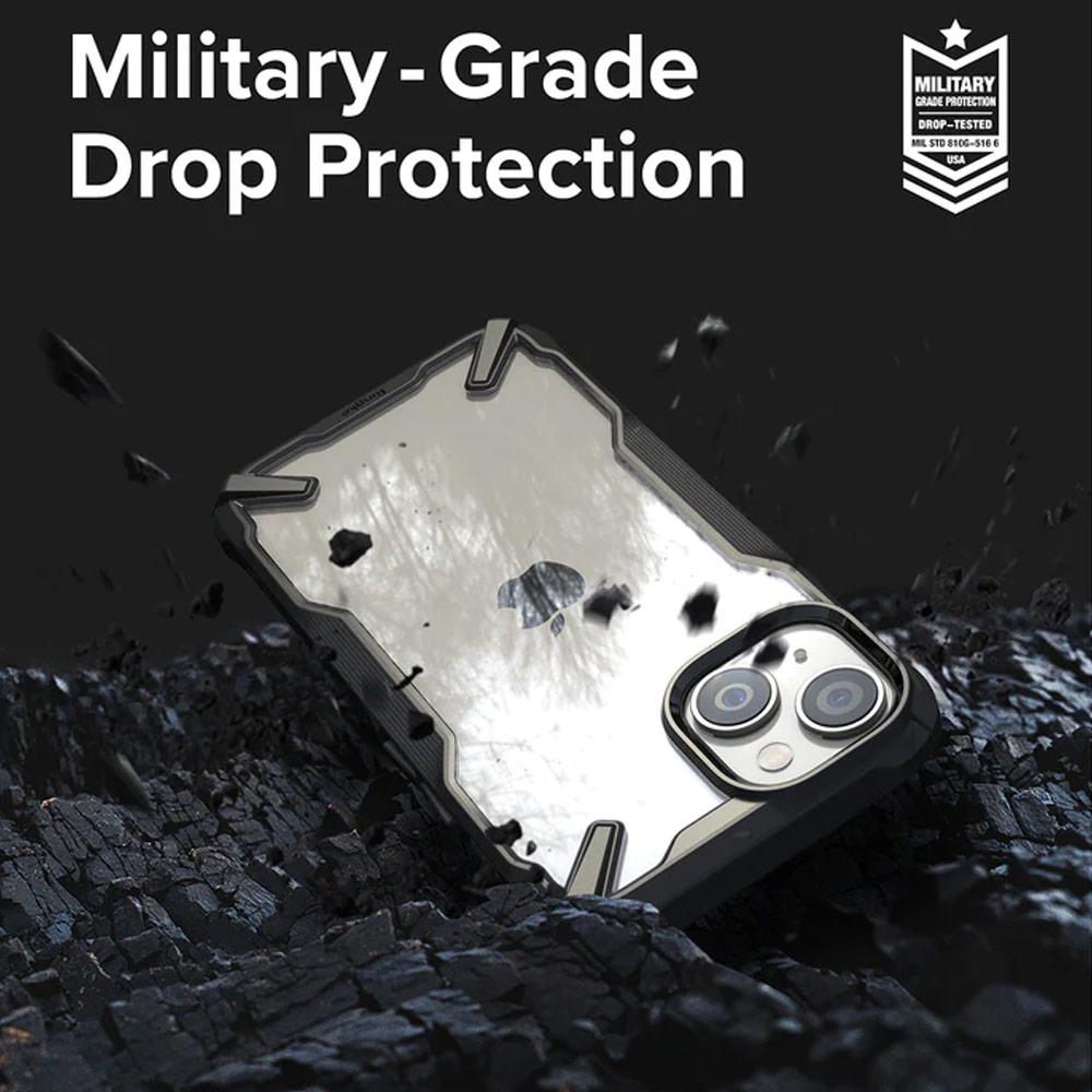 Picture of Apple iPhone 14 6.1 Case | Ringke Fusion X Hybrid PC and TPU Frame Drop Protection Case for Apple iPhone 14 6.1 (Black)