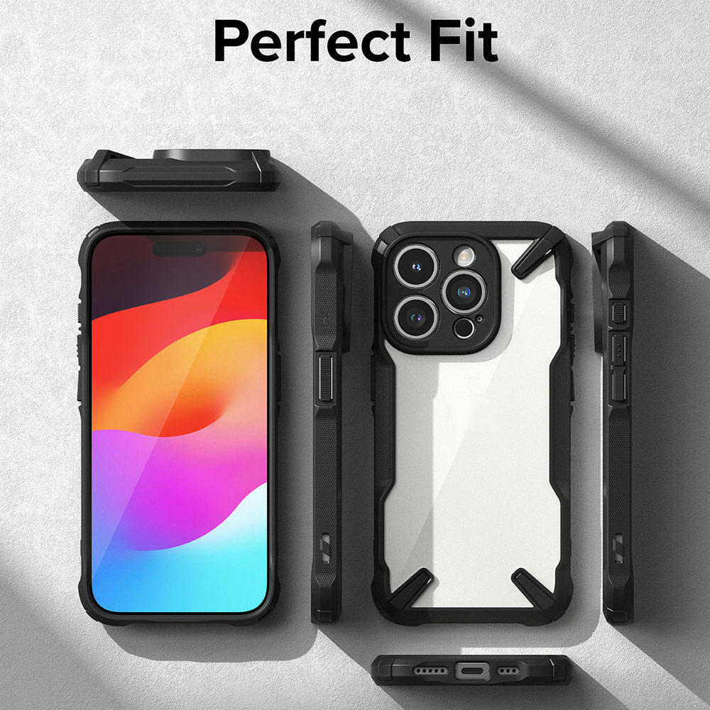 Picture of Apple iPhone 15 Pro Max 6.7 Case | Ringke Fusion X Hybrid PC and TPU Frame Drop Protection Case for Apple iPhone 15 Pro Max 6.7 (Black)