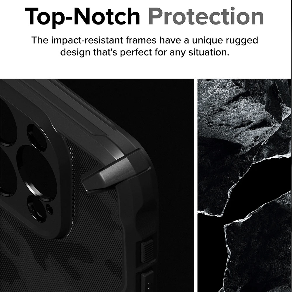 Picture of Apple iPhone 15 Pro 6.1 Case | Ringke Fusion X Hybrid PC and TPU Frame Drop Protection Case for Apple iPhone 15 Pro 6.1 (Camo Black)